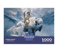 Jigsaw Puzzles for Teenagers 1000 Native American Buffalo Spirit Adult Puzzles Hands-on Game Pattern Assembly Deal As Gifts for The Whole Family 38x26cm/1000pcs