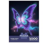 Jigsaw Puzzles for Teenagers 1000 Neon Butterfly in Space Jigsaws for Adults Brain Teaser Game Presents for Women Unique Birthday And Gifts 38x26cm/1000pcs