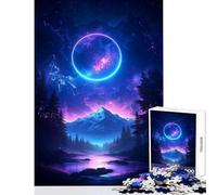 Jigsaw Puzzles for Teenagers 1000 Neon Circle Landscape DIY Toys Great Gift for Games Brain Teaser Game Help The Brain Exercise Size 38x52cm