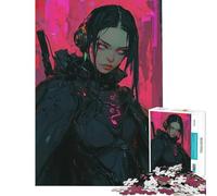 Jigsaw Puzzles for Teenagers 1000 Neon Enforcer - Cyberpunk Girl with Headset Practical Game Toy Intellectual Game Birthday Gifts Presents for Women (Size 38x52cm)