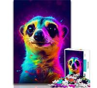 Jigsaw Puzzles for Teenagers 1000 Neon Meerkat Adult Puzzles,Stress Reliever Staycation Kill Time Parent-child Interaction 38x26cm