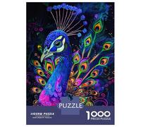 Jigsaw Puzzles for Teenagers 1000 Neon Peacock Portrait Adult Jigsaw Puzzle Relax Games Difficult Challenge Unique Birthday And Gifts 52x38cm/1000pcs