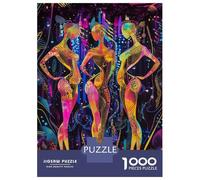 Jigsaw Puzzles for Teenagers 1000 Neon Radiance - The Three Muses in A Futuristic Glow Jigsaw Fun Games Perfect Decoration Deal As Gifts for The Whole Family 52x38cm/1000pcs