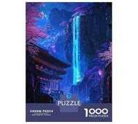 Jigsaw Puzzles for Teenagers 1000 Neon Sakura Waterfall Art Teenager Puzzles Relax Games Pattern Assembly Deal As Gifts for The Whole Family 70x50cm/1000pcs