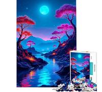 Jigsaw Puzzles for Teenagers 1000 Night Time River Scene for Birthday, Chrismas Enhance Memory Anti-Stress Toys Suitable for Ages 14 And Up (50x75cm)
