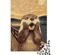 Jigsaw Puzzles for Teenagers 1000 Otter on Bridge Art Print Adult Puzzles Hands-on Game Pattern Assembly Deal As Gifts for The Whole Family 52x38cm/1000pcs
