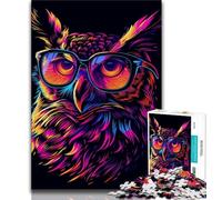 Jigsaw Puzzles for Teenagers 1000 Owl with Sunglasses Teenager Puzzles,Challenging Game for Is Ideal As A Gift for The Whole Family 75x50cm