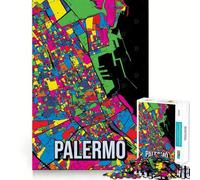 Jigsaw Puzzles for Teenagers 1000 Palermo City Map Art Exact Cut Play Brain Teaser Gift Calm Play Time Xmas Art Gift (38x26cm)