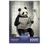 Jigsaw Puzzles for Teenagers 1000 Panda on The Toilet Adult Puzzles Hands-on Game Pattern Assembly Deal As Gifts for The Whole Family 52x38cm/1000pcs