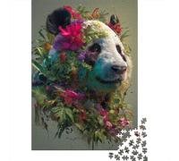 Jigsaw Puzzles for Teenagers 1000 Panda with Flowers Art Print-1 Adult Puzzles Hands-on Game Pattern Assembly Deal As Gifts for The Whole Family 52x38cm/1000pcs