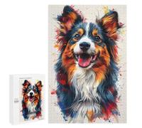 Jigsaw Puzzles for Teenagers 1000 PCS Colorful Australian Shepherd Art Print-1 Jigsaw Puzzles for Teenagers Enhance Memory for Birthday, Chrismas Beautiful Design Game 1000 PCS