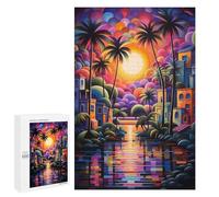 Jigsaw Puzzles for Teenagers 1000 PCS Colorful Tropical Sunset Scene Jigsaw Puzzles for Teenagers Enhance Memory for Birthday, Chrismas Beautiful Design Game 1000 PCS