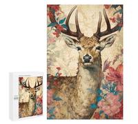 Jigsaw Puzzles for Teenagers 1000 PCS Deer with Flowers Jigsaw Puzzles for Teenagers Enhance Memory for Birthday, Chrismas Beautiful Design Game 1000 PCS