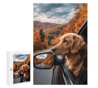 Jigsaw Puzzles for Teenagers 1000 PCS Golden Retriever Autumn Drive-1 Jigsaw Puzzles for Teenagers Enhance Memory for Birthday, Chrismas Beautiful Design Game 1000 PCS