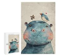 Jigsaw Puzzles for Teenagers 1000 PCS Whimsical Hippo & Bird Art Print Jigsaws for Adults Puzzle Hand Speed Race for Birthday, Chrismas Challenging Game Gifts 1000 PCS