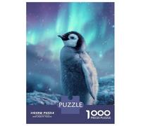 Jigsaw Puzzles for Teenagers 1000 Penguin Chick Under Aurora Borealis Jigsaw Fun Games Perfect Decoration Deal As Gifts for The Whole Family 70x50cm/1000pcs