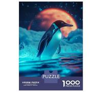 Jigsaw Puzzles for Teenagers 1000 Penguin Under A Red Moon Puzzles for Adults Hands-on Game Stress Reliever Help The Brain Exercise 38x26cm/1000pcs
