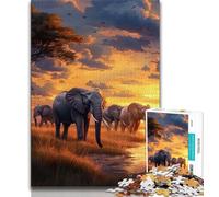 Jigsaw Puzzles for Teenagers 1000 Piece African Elephant Adult Puzzles,Stress Reliever Difficult Challenge Secret Santa Gifts 75x50cm