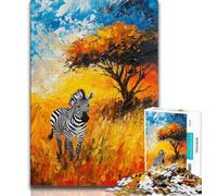 Jigsaw Puzzles for Teenagers 1000 Piece African Zebra Oil Painting Teenager Puzzles,learning Educational Is Ideal As A Gift for The Whole Family (size 38x26cm)