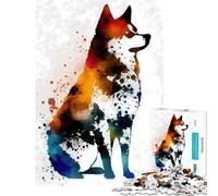 Jigsaw Puzzles for Teenagers 1000 Piece Akita Inu Colorful Abstrac Brain Intelligence Challenge Addictive Toys Family Game Stress Reliever Funny Gifts (Size 38x26cm)