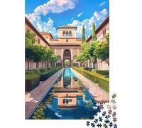 Jigsaw Puzzles for Teenagers 1000 Piece Alhambra Palace Courtyard-2 Jigsaw Puzzle Relax Games Difficult Hard Fun at Home Activities, 38x26cm/1000pcs