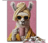 Jigsaw Puzzles for Teenagers 1000 Piece Alpaca Drinking Coffee, Learning Educational Is Ideal As A Gift for The Whole Family (Size 50x75cm)