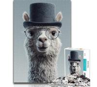 Jigsaw Puzzles for Teenagers 1000 Piece Alpaca Wearing A Hat,Decompressing Intellectual Educational Toy Educational Game for Birthday,Chrismas (38x26cm)