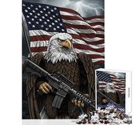 Jigsaw Puzzles for Teenagers 1000 Piece American Eagle Rifle Flag Educational Toy Gifts Ideas Educational Game Enhance Love between Couples Size 38x52cm