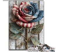 Jigsaw Puzzles for Teenagers 1000 Piece American Flag Roses, Educational Toys for Is Ideal As A Gift for The Whole Family for And 14 Years Old (Size 26x38cm)