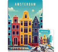Jigsaw Puzzles for Teenagers 1000 Piece Amsterdam Netherlands,Help The Brain Exercise Addictive Toys to Cultivate Patience Gift For Birthdays (38x26cm)