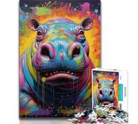 Jigsaw Puzzles for Teenagers 1000 Piece Animal Hippos Adult Puzzles,Stress Reliever Difficult Challenge Secret Santa Gifts 38x26cm