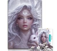 Jigsaw Puzzles for Teenagers 1000 Piece Anime Girl And Rabbit,Decompressing Intellectual Educational Toy Educational Game for Birthday,Chrismas (38x26cm)