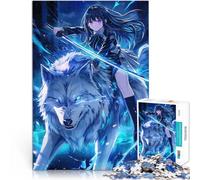 Jigsaw Puzzles for teenagers 1000 Piece Anime Girl Riding Wolf Denkspiel eignet sich ideal als Geschenk für die ganze Familie52x38cm