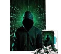 Jigsaw Puzzles for Teenagers 1000 Piece Anonymous Hacker Teenager Puzzles Hands-on Game Staycation Kill Time Fun Activities at Home (Size 38x52cm)