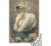 Jigsaw Puzzles for Teenagers 1000 Piece Art Nouveau Swan Poster Jigsaw Puzzle Relax Games Difficult Hard Fun at Home Activities, 52x38cm/1000pcs