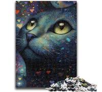Jigsaw Puzzles for Teenagers 1000 Piece Artistic Cat Adult Puzzles,Staycation Kill Time with Matching Poster And Trivia Sheet (26x38cm)
