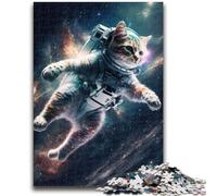 Jigsaw Puzzles for Teenagers 1000 Piece Astronaut Cat in Space for And 14 Years And over Interesting Stress Reduction Gifts for Friends And Family 50x75cm