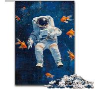 Jigsaw Puzzles for Teenagers 1000 Piece Astronaut Goldfish Challenging To Complete But Fun And Humorous Unique Home Decor And Gifts 50x75cm