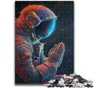 Jigsaw Puzzles for Teenagers 1000 Piece Astronaut Praying Adult Puzzles,Staycation Kill Time with Matching Poster And Trivia Sheet (26x38cm)