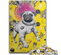 Jigsaw Puzzles for Teenagers 1000 Piece Astronaut Pug 1000 Piece Puzzle,Stress Reliever Staycation Kill Time Wishlist with Santa Claus (50x75cm)