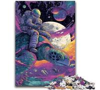 Jigsaw Puzzles for Teenagers 1000 Piece Astronaut Riding A Turtle 1000 Piece Puzzle,Stress Reliever Staycation Kill Time Wishlist with Santa Claus (50x75cm)