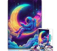 Jigsaw Puzzles for Teenagers 1000 Piece Astronaut Sitting on The Moon,Decompressing Intellectual Educational Toy Educational Game for Birthday,Chrismas (75x50cm)