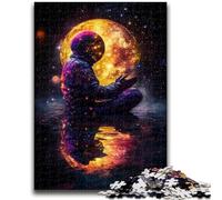 Jigsaw Puzzles for Teenagers 1000 Piece Astronaut Sitting on The Moon Puzzles,Family Game Stress Reliever Difficult Challenge Suitable for Couples (50x75cm)