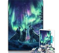 Jigsaw Puzzles for Teenagers 1000 Piece Aurora Howling Wolf 1000 Piece Puzzle,Fun Games Wall Decoration Unique Birthday And Xmas Gifts (size 75x50cm)
