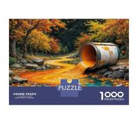 Jigsaw Puzzles for Teenagers 1000 Piece Autumn Leaves Flowing River Puzzle for Adults Hands-on Game Wall Decoration Christmas Birthday Gifts 70x50cm/1000pcs