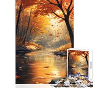 Jigsaw Puzzles for Teenagers 1000 Piece Autumn River Scene Toy Wall Decor Funny Gift Brain Teaser Game Enhance Love between Couples size 50x75cm