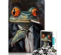 Jigsaw Puzzles for Teenagers 1000 Piece Basquiat Frog Teenager Jigsaw,Fun Games Wall Decoration Unique Birthday And Xmas Gifts (size 38x26cm)