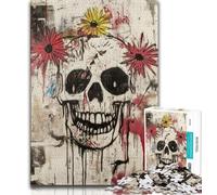 Jigsaw Puzzles for Teenagers 1000 Piece Basquiat-style Flowers And Skulls,Help The Brain Exercise Addictive Toys to Cultivate Patience Artists Collection,Fine Art (38x26cm)