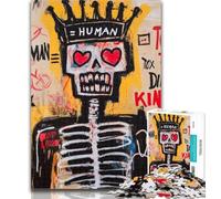 Jigsaw Puzzles for Teenagers 1000 Piece Basquiat-style Skeleton King Adult Puzzles,Educational Games Home Decoration Birthday Present, Gifts, Wall Art 26x38cm