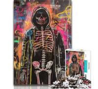 Jigsaw Puzzles for Teenagers 1000 Piece Basquiat-style Skull,Challenging Game And Family Play with Fully Interlocking Randomly Shaped Pieces 38x26cm